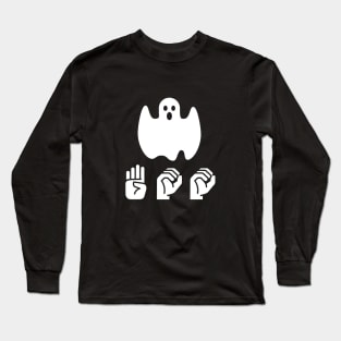 ASL BOO Halloween Ghost Shirt Long Sleeve T-Shirt
